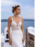 Sexy Ivory Lace Satin Beaded Wedding Dress